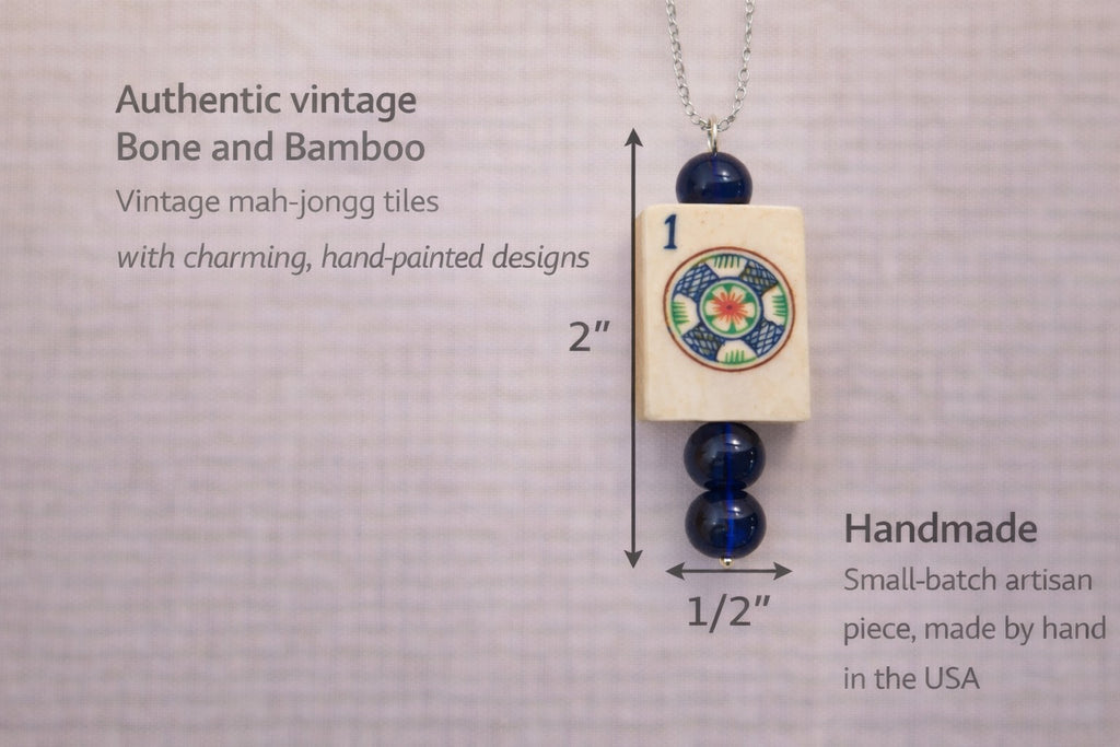 Vintage Bone & Bamboo Mah-Jongg Necklace | Handcrafted One-of-a-Kind Jewelry