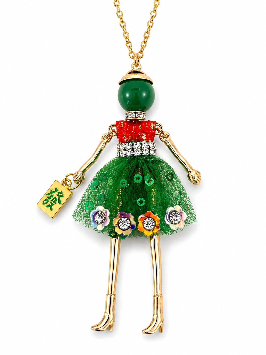 Mah Jongg Doll Trinket Necklace - Unique Gift for Mahjong Lovers