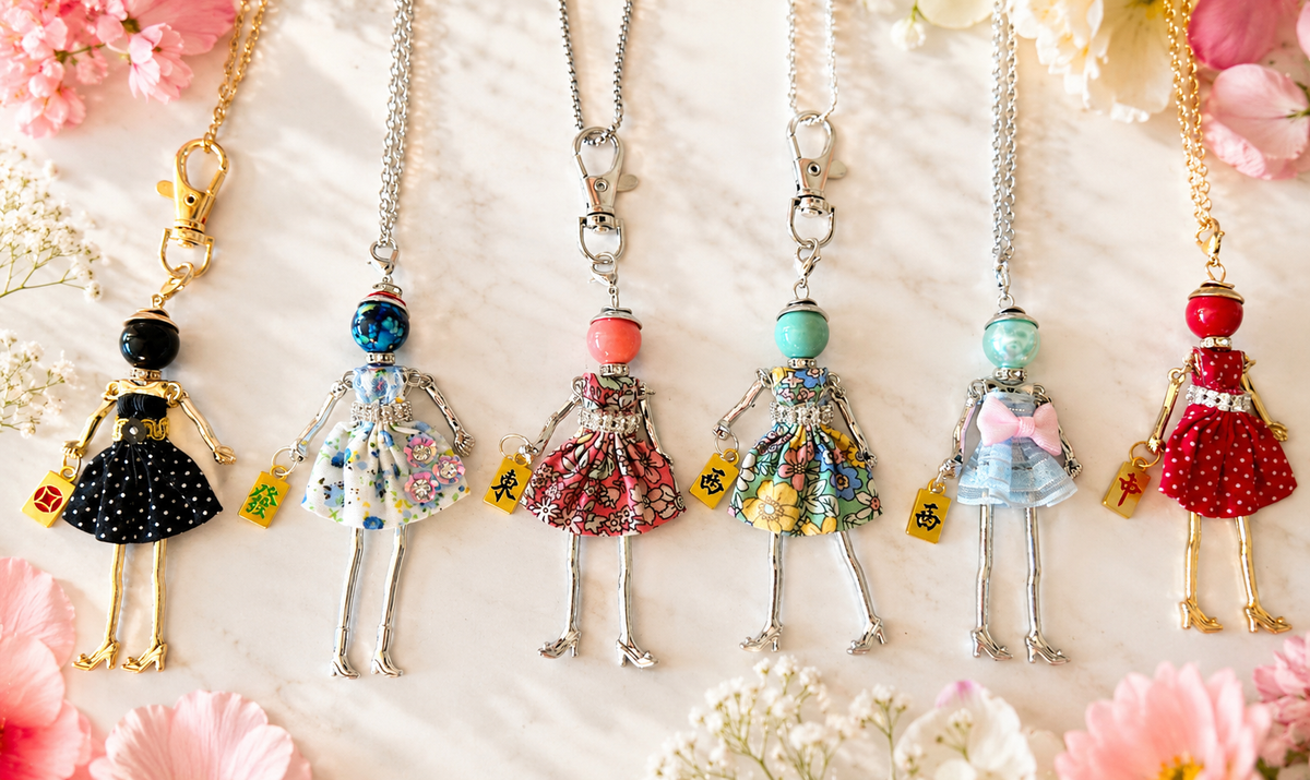 Mah Jongg Doll Trinket Necklace - Unique Gift for Mahjong Lovers