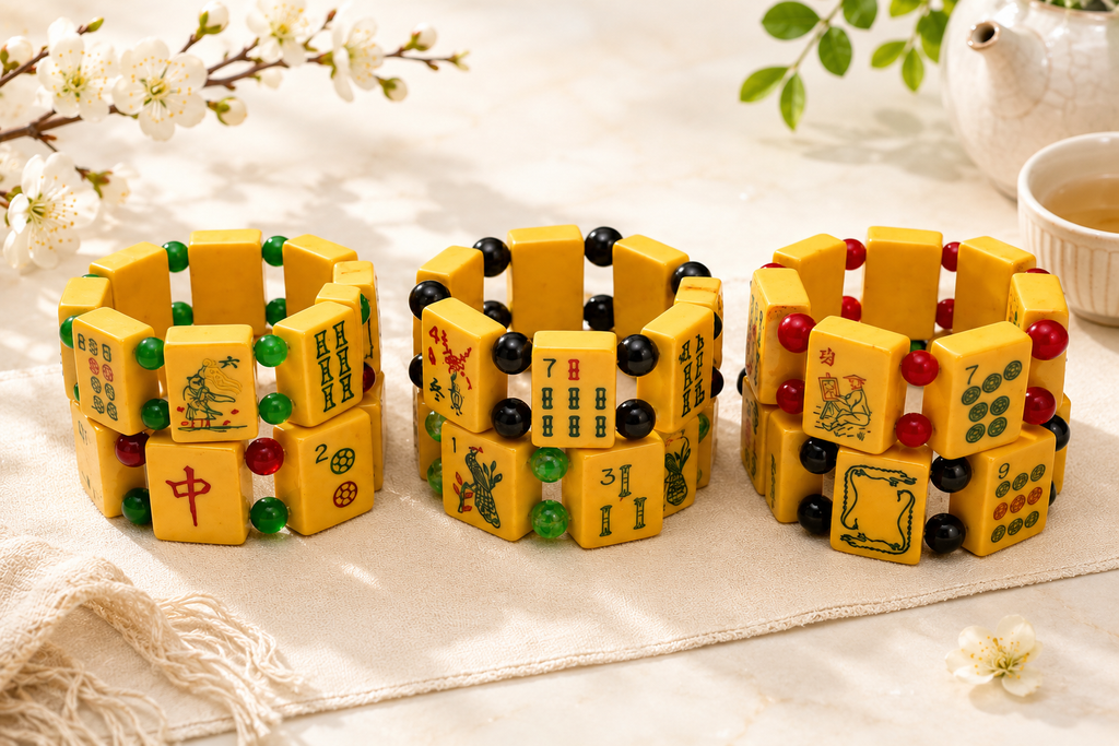Vintage Handmade Bakelite Mah-Jongg Bracelet