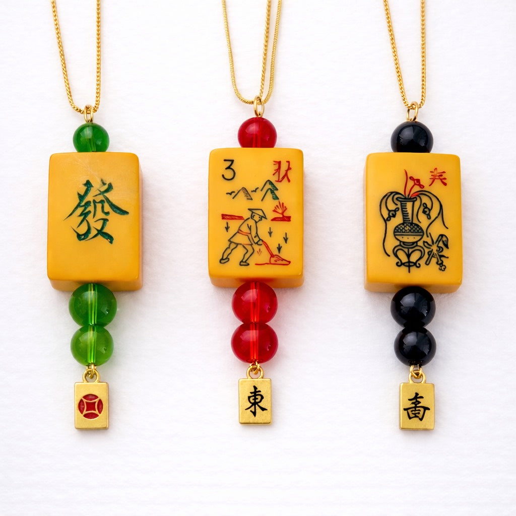 Vintage Bakelite Mah-Jongg Necklace | Handcrafted One-of-a-Kind Jewelry