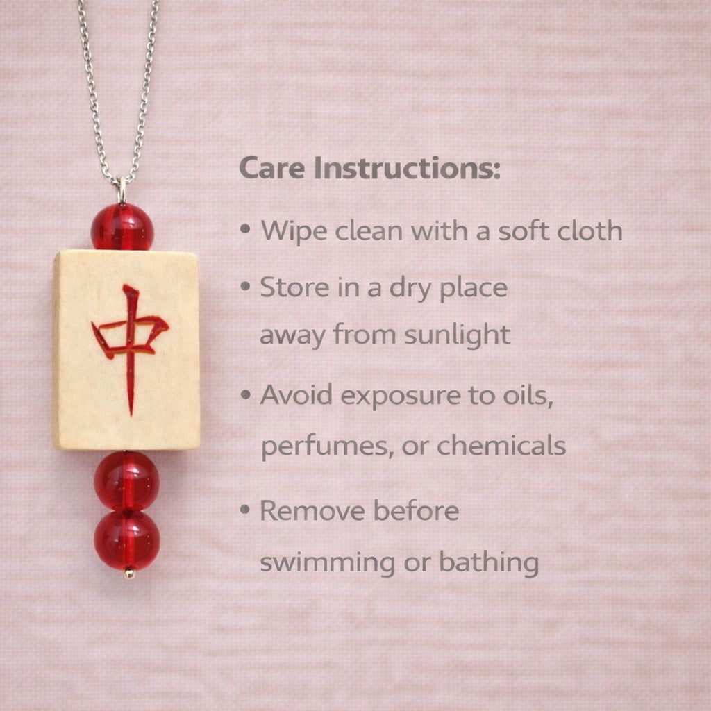 Vintage Bone & Bamboo Mah-Jongg Necklace | Handcrafted One-of-a-Kind Jewelry