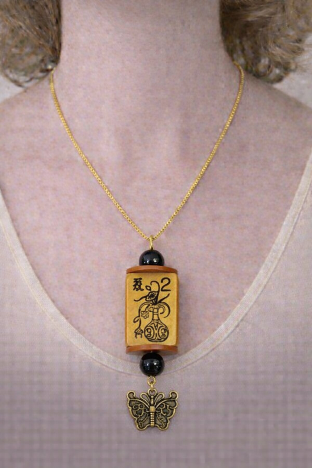 Vintage Bakelite Mah-Jongg Necklace with Coins - Handcrafted One-of-a-kind Jewelry