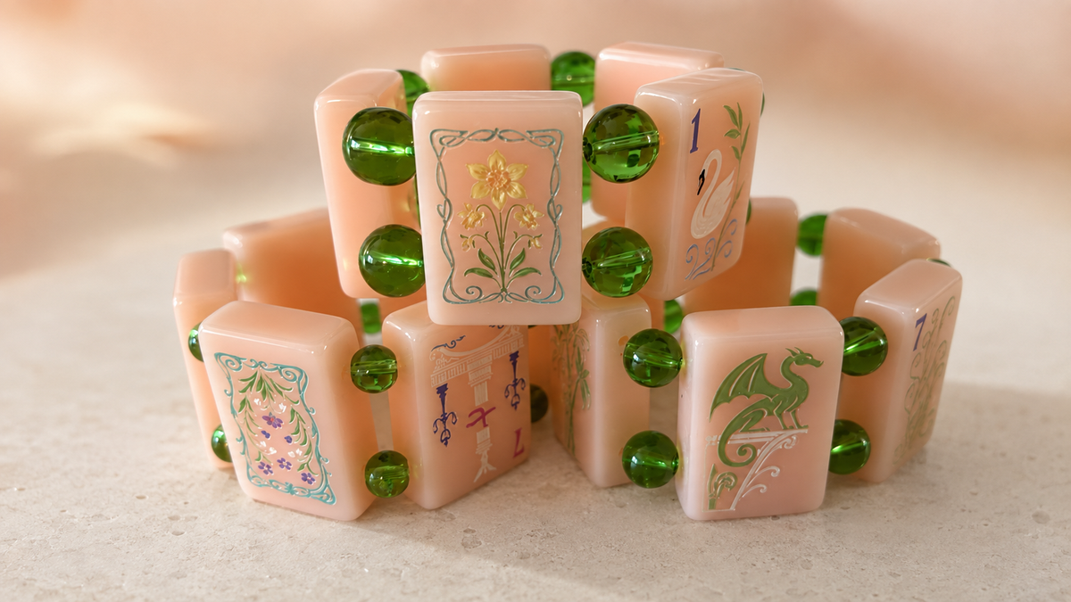 Parisian Pink Mah Jongg Tile Bracelet | Colorful Beaded Mahjong Jewelry | Gift for Mahjong Players