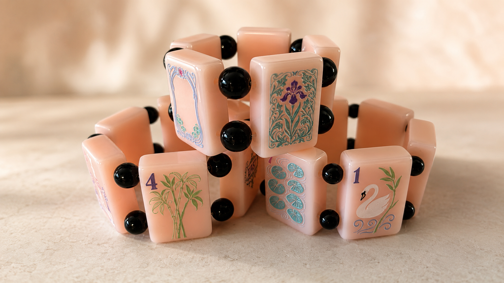 Parisian Pink Mah Jongg Tile Bracelet | Colorful Beaded Mahjong Jewelry | Gift for Mahjong Players