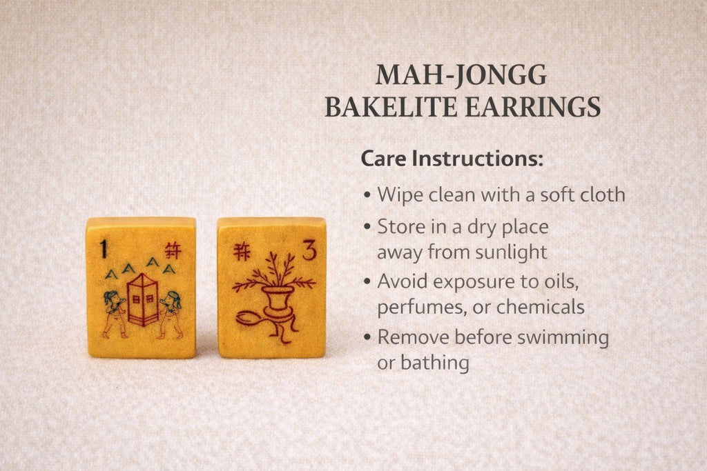 Vintage Handmade Bakelite Mah-Jongg Post Earrings