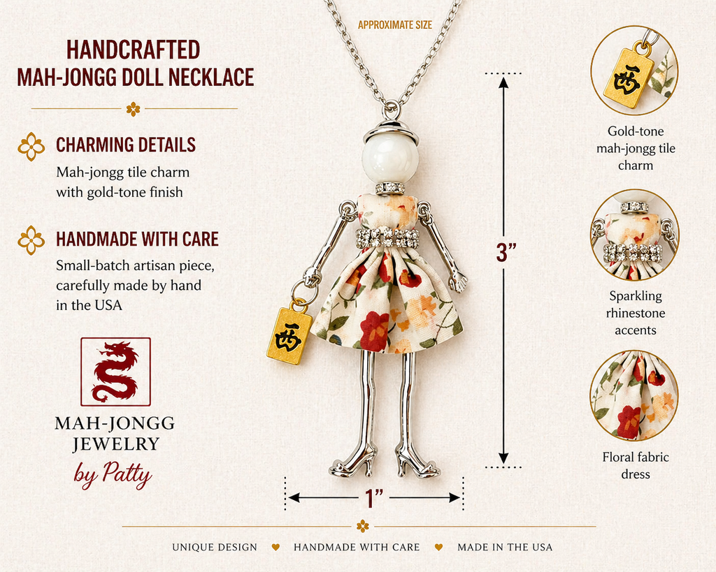 Mah Jongg Doll Trinket Necklace - Unique Gift for Mahjong Lovers