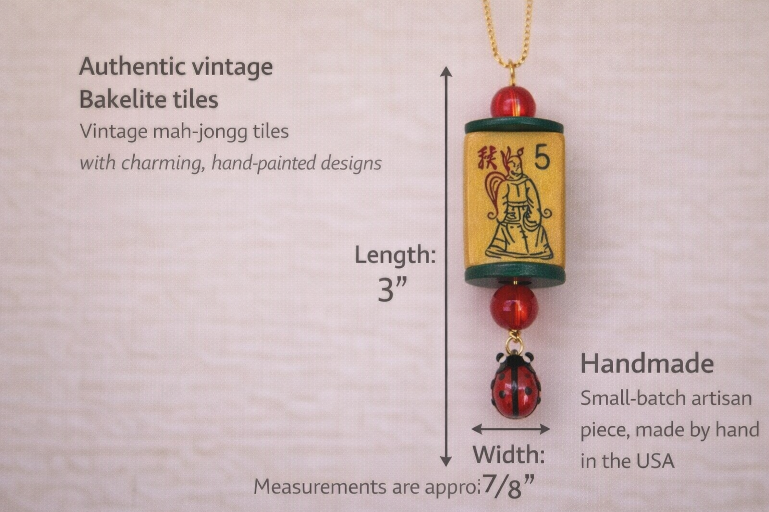 Vintage Bakelite Mah-Jongg Necklace with Coins - Handcrafted One-of-a-kind Jewelry