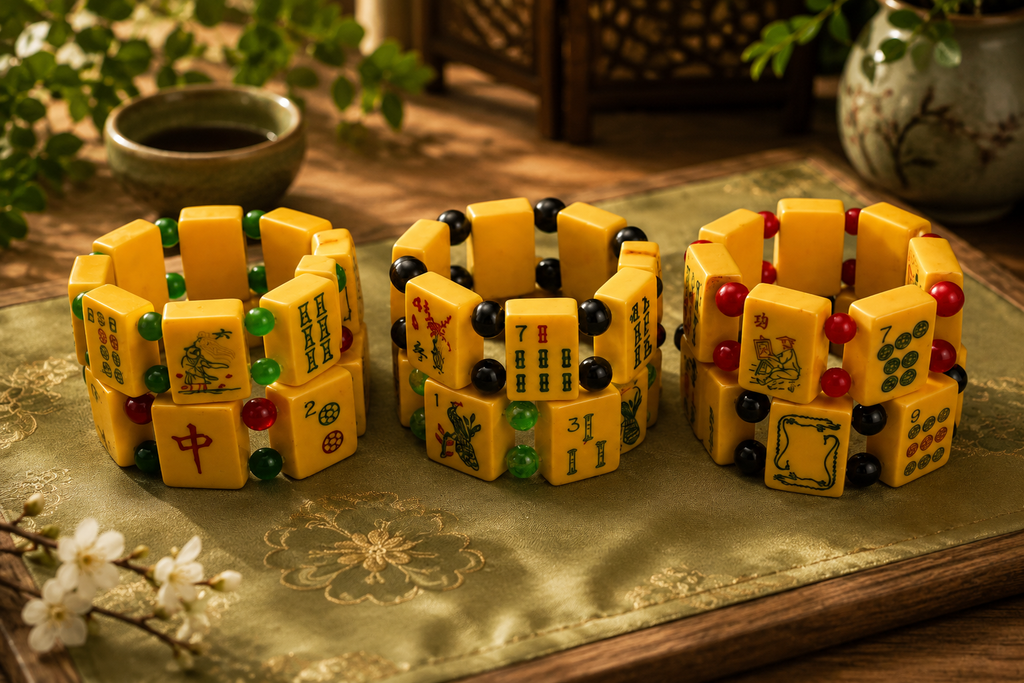 Vintage Handmade Bakelite Mah-Jongg Bracelet
