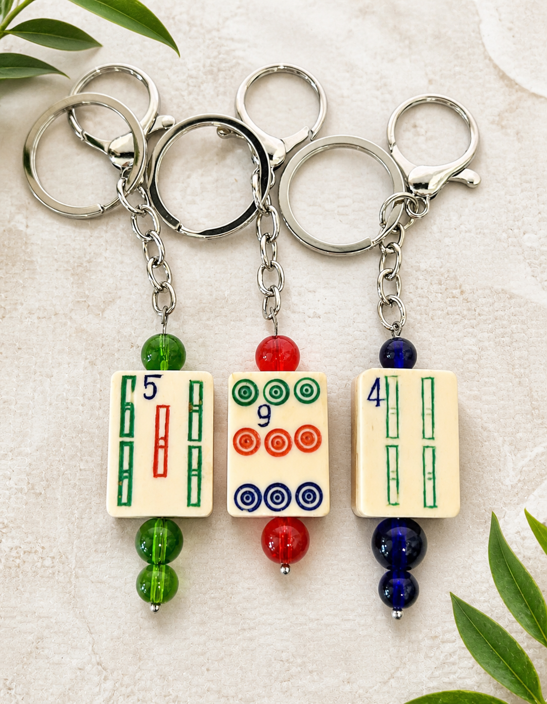 Vintage Mah-Jongg Tile Keyrings