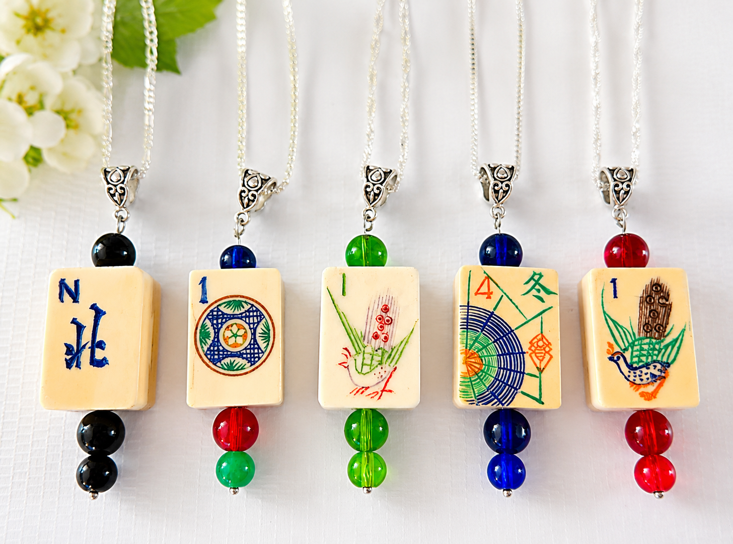 Vintage Bone & Bamboo Mah-Jongg Necklace | Handcrafted One-of-a-Kind Jewelry