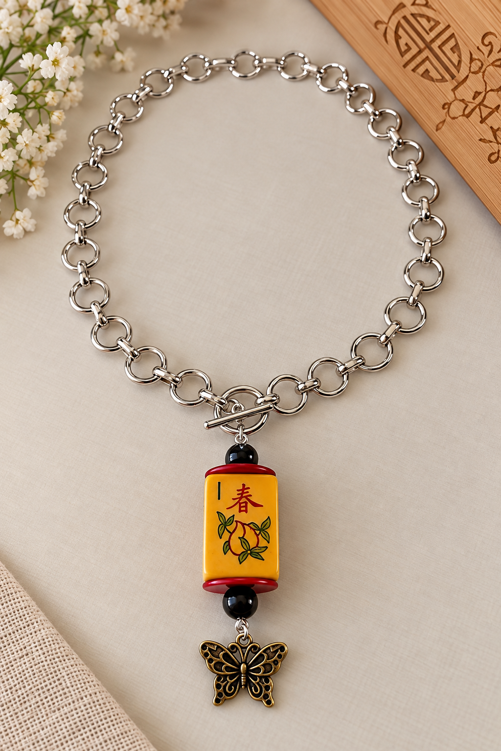 Vintage Mah-Jongg Tile Necklace — Choose Your Charm