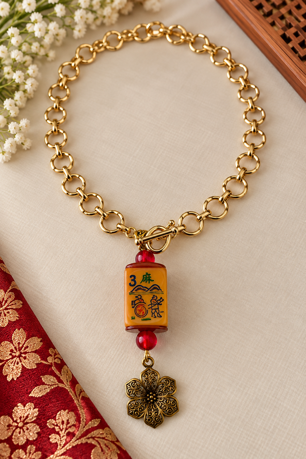Vintage Mah-Jongg Tile Necklace — Choose Your Charm