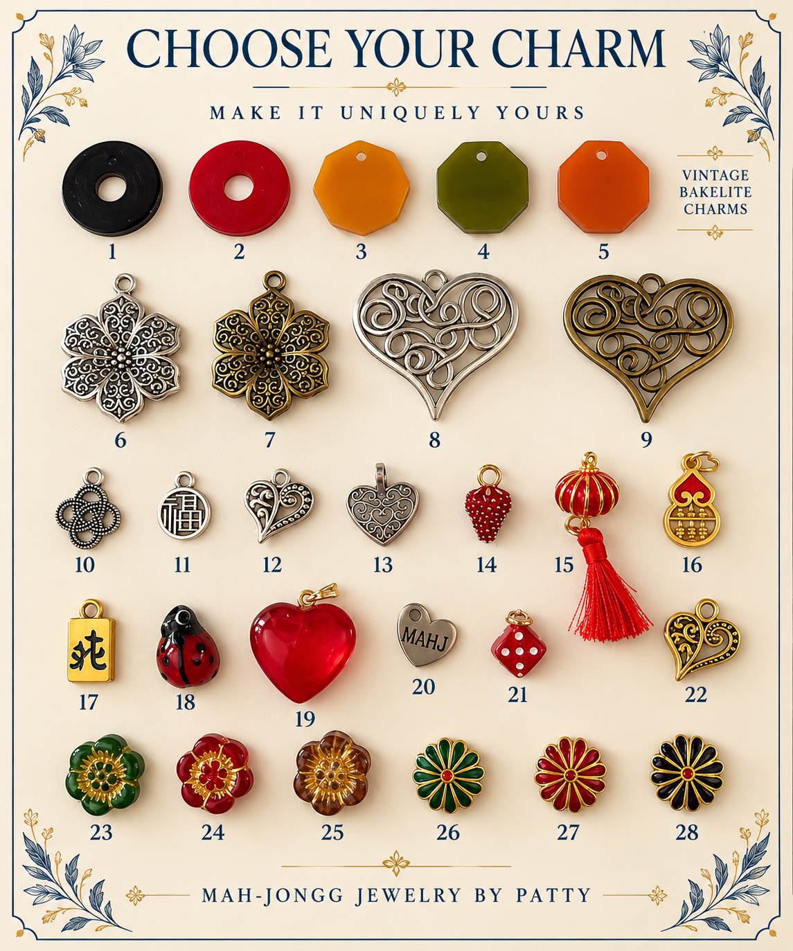 Vintage Mah-Jongg Tile Necklace — Choose Your Charm