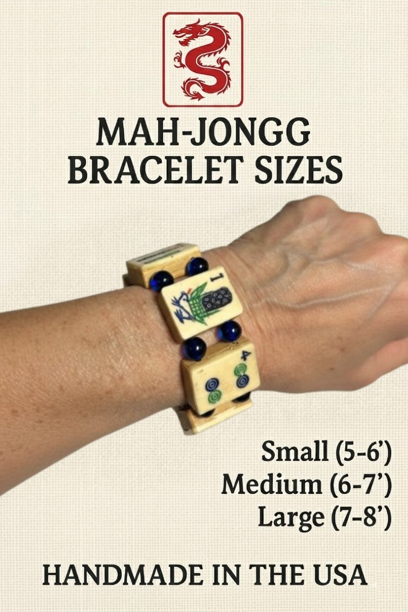 Vintage Handmade Bone & Bamboo Mah-Jongg Bracelet