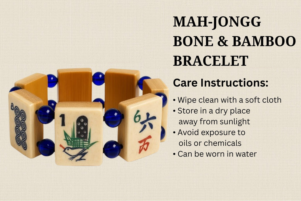 Vintage Handmade Bone & Bamboo Mah-Jongg Bracelet