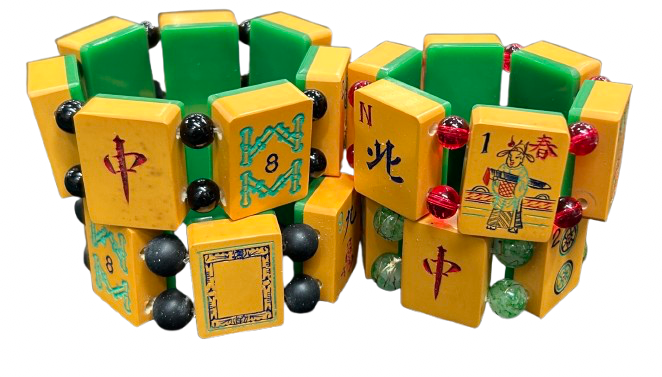 Limited Edition Kelly Green-Backed Bakelite Mah-Jongg Bracelet