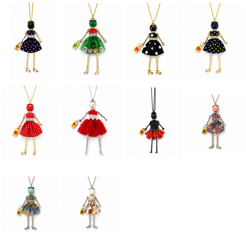 Mah Jongg Doll Trinket Necklace - Unique Gift for Mahjong Lovers