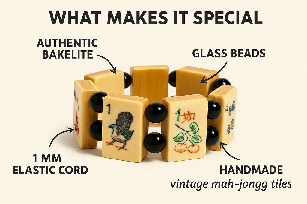 Vintage Handmade Bakelite Mah-Jongg Bracelet